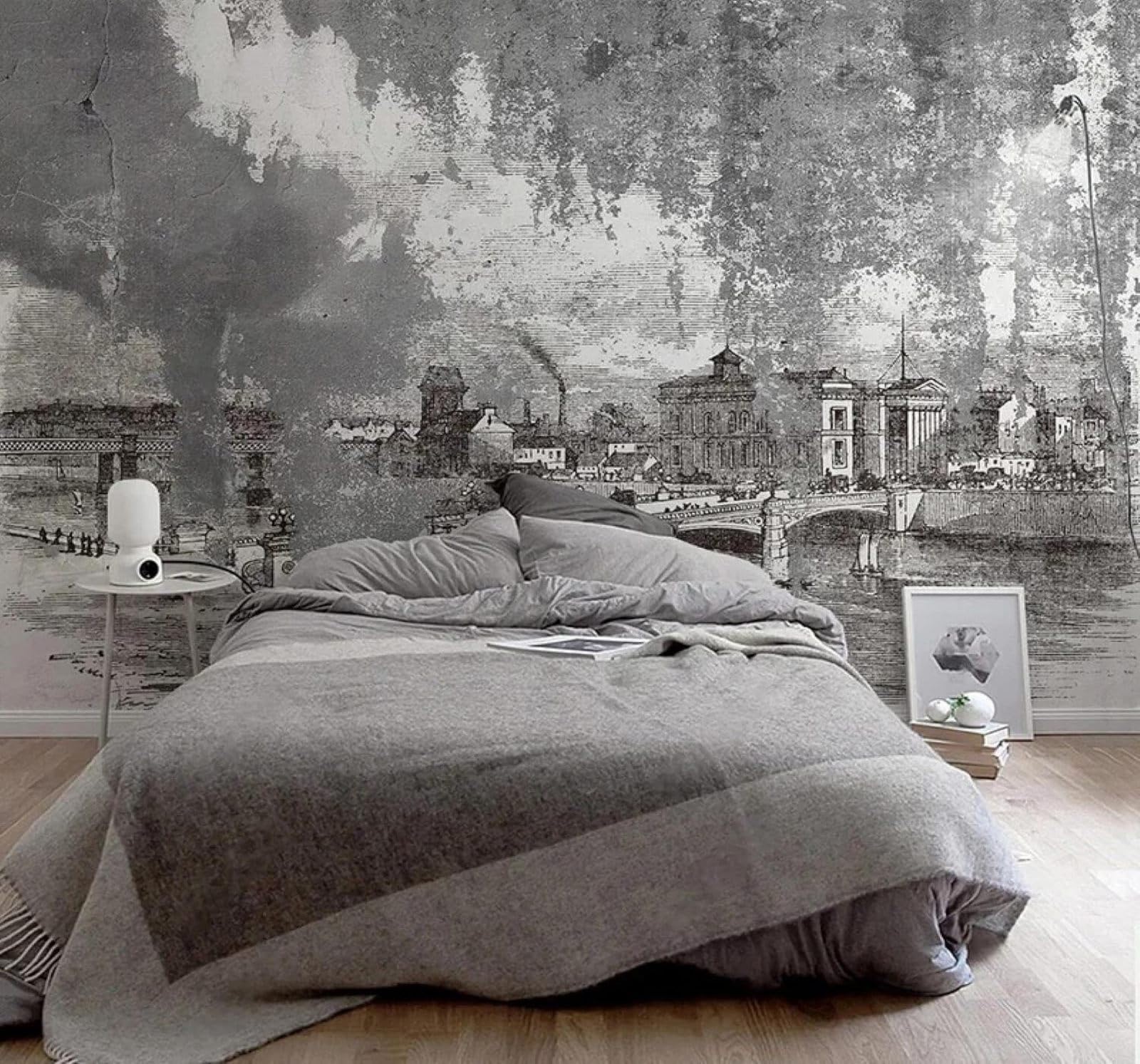 XLMING Abstract Retro Concrete Wall Architecture Bridge 3D Wallpaper Luxury Silk Study Dining Feature Sofa Grey Bedroom Living Room Tv Decorative Wall-350cm×256cm