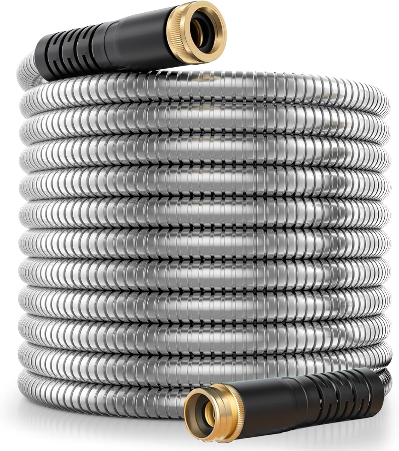 Garden Hose 25 ft, 2025 Upgarded Flexible Water Hose 25ft With 10-Pattern Spray Nozzle, Kink-Free, Lightweight, Durable, Leak-Proof Solid Brass Fittings (Black & Cyan)