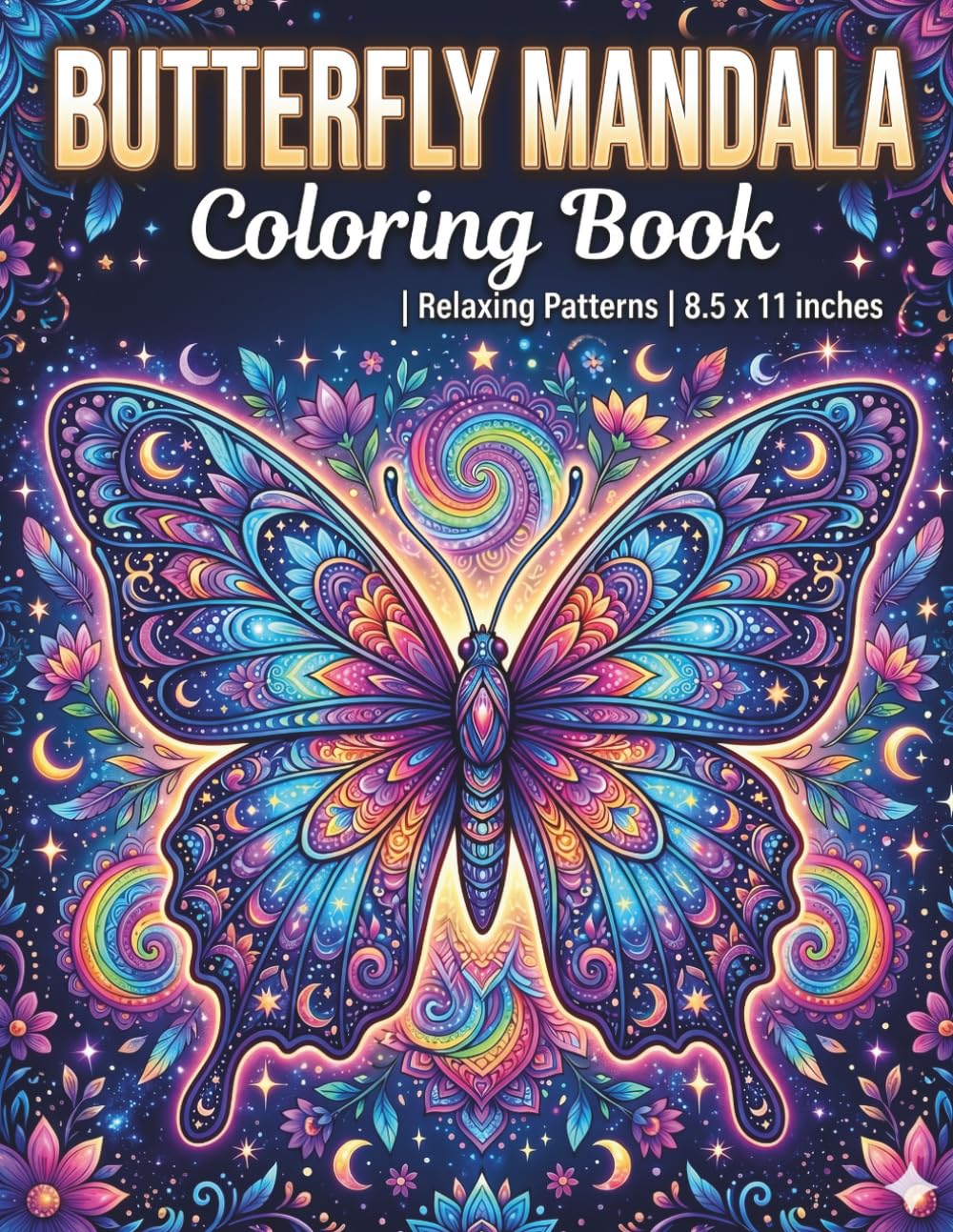 Butterfly Mandala Coloring Book: Beautiful Butterfly Designs with Intricate Mandalas, Floral Patterns, and Relaxing Stress-Relief Coloring Pages for Teens and Adults