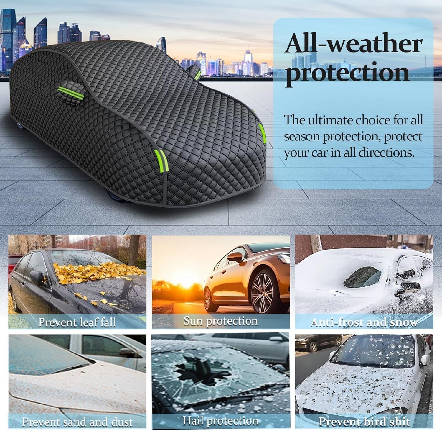 Car Cover Hail Protection Padded for Porsche Macan(2014-2025),Anti Hail Thickened Multi-Layered Car Covers Waterproof All Weather with Windproof Rope,Black