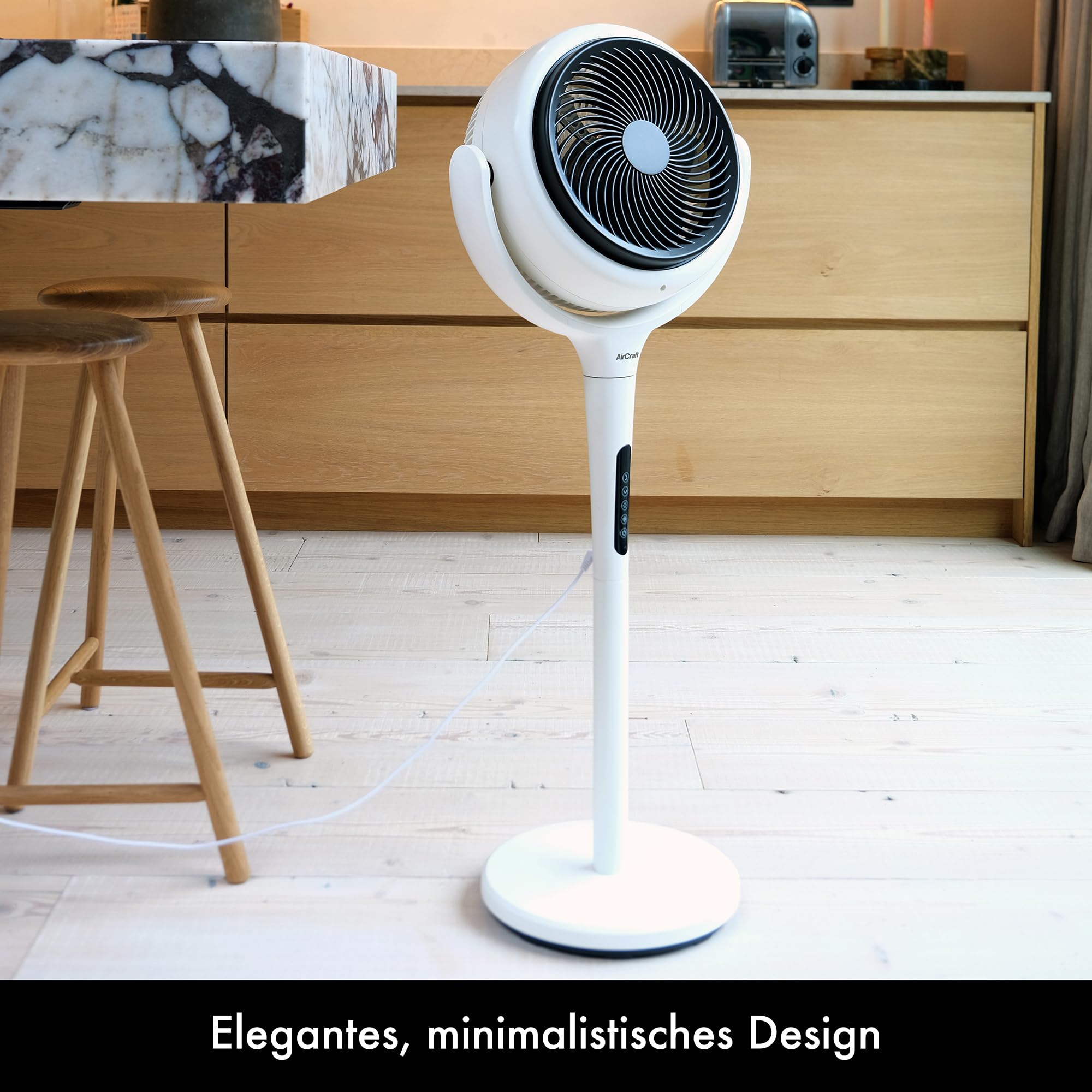 AirCraft Home, Lume Ventilator mit Fernbedienung und LED-Hintergrundbeleuchtung, Ultra-leiser 3D Luftzirkulator, Höhenverstellbarer Tisch- und Standventilator mit Timer und 3 Modi