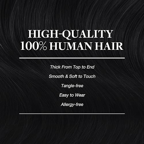 Miniatura 4 de GOO GOO - Extensiones de cabello humano con clip color negro azabache de 22pulgadas, 7 piezas de 4.23oz, extensiones de cabello humano Remy liso y