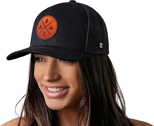 Miniatura 4 de HAKA Sombrero de camping - Sombrero de camionero al aire libre para hombres y mujeres, gorra de béisbol ajustable Snapback - Cuero