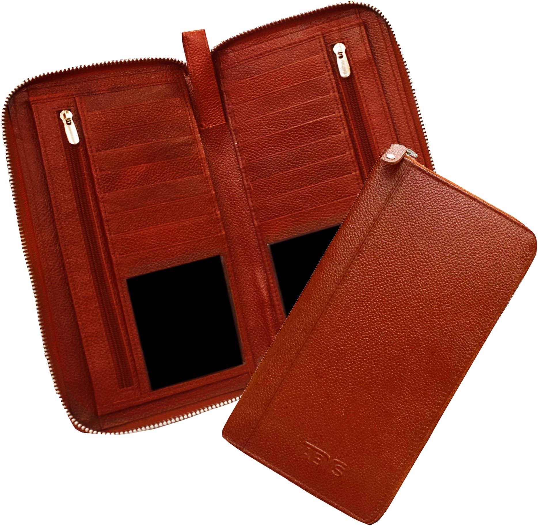 ABYSGenuine Leather RFID Protected Light Brown Document,Passport,Credit Debit ATM Card Holder,Cheque Book,Passbook Holder for Men and Women(1861SKBL)