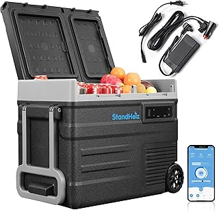 Kompressor Kühlbox 60L – Dual-Zonen Camping Kühlschrank mit Gefrierfunktion bis -20°C, 12V 24V 230V, Bluetooth App, Leise & Energieeffizient, für Auto, Camper & Wohnmobil