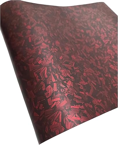 Miniatura 3 de Rollo de vinilo forjado de fibra de carbono forjado mate brillante CF negro y rojo para automóvil, liberación de aire, sin burbujas (rojo brillante,