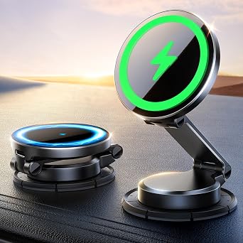 JOYROOM All-Metal MagSafe Car Mount Charger, 15W Mini Magsafe Car Charger for Dashboard, Wireless Car Charger for iPhone 17 Pro Max Plus/iPhone 16 15 14 13 12 Pro Max Plus, Black