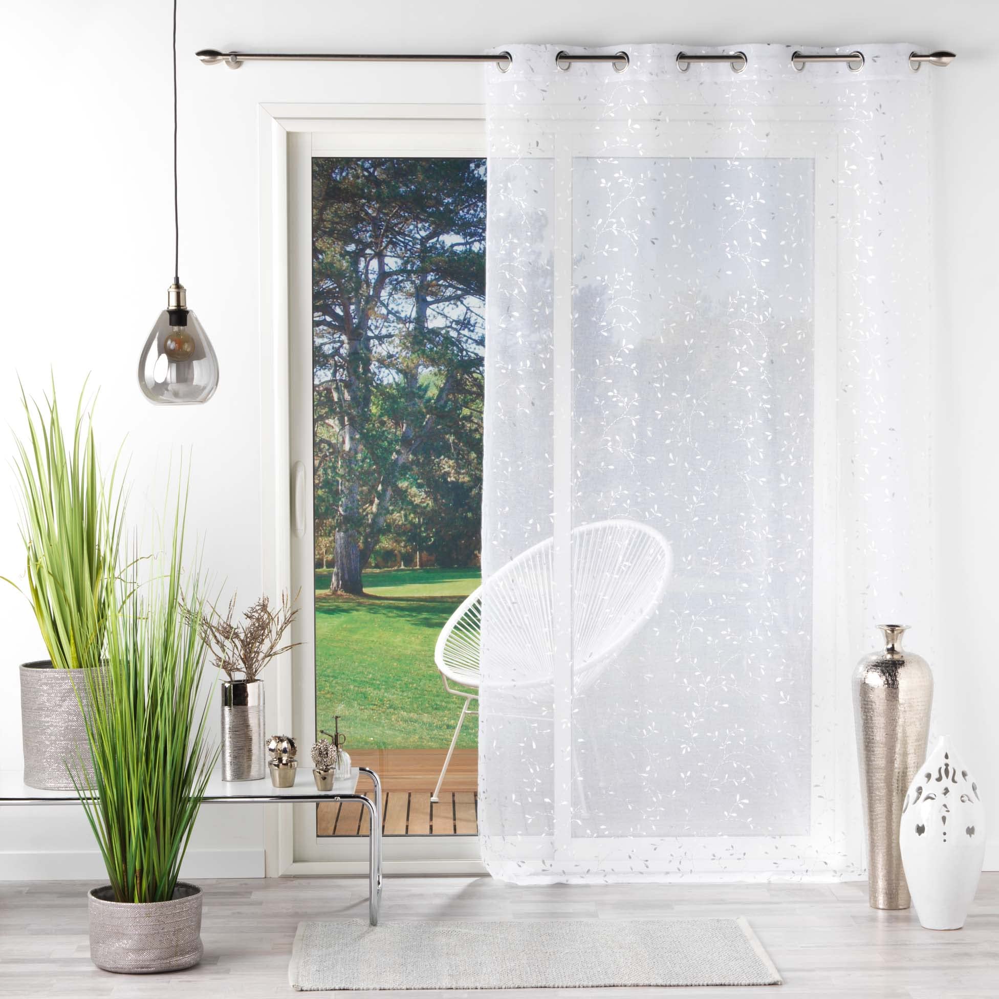 Voilage à Oeillets Douceur D'Intérieur - 140x240 Cm - Voile Sablé Imprimé Métallisé Or - Lumière Douce