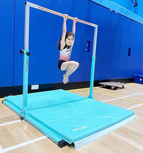 Miniatura 6 de Seliyoo Barra de gimnasia plegable para niños de 3 a 15 años  Barra de gimnasia  Longitud de la base 5 pies6 pies, altura ajustable, equipo de