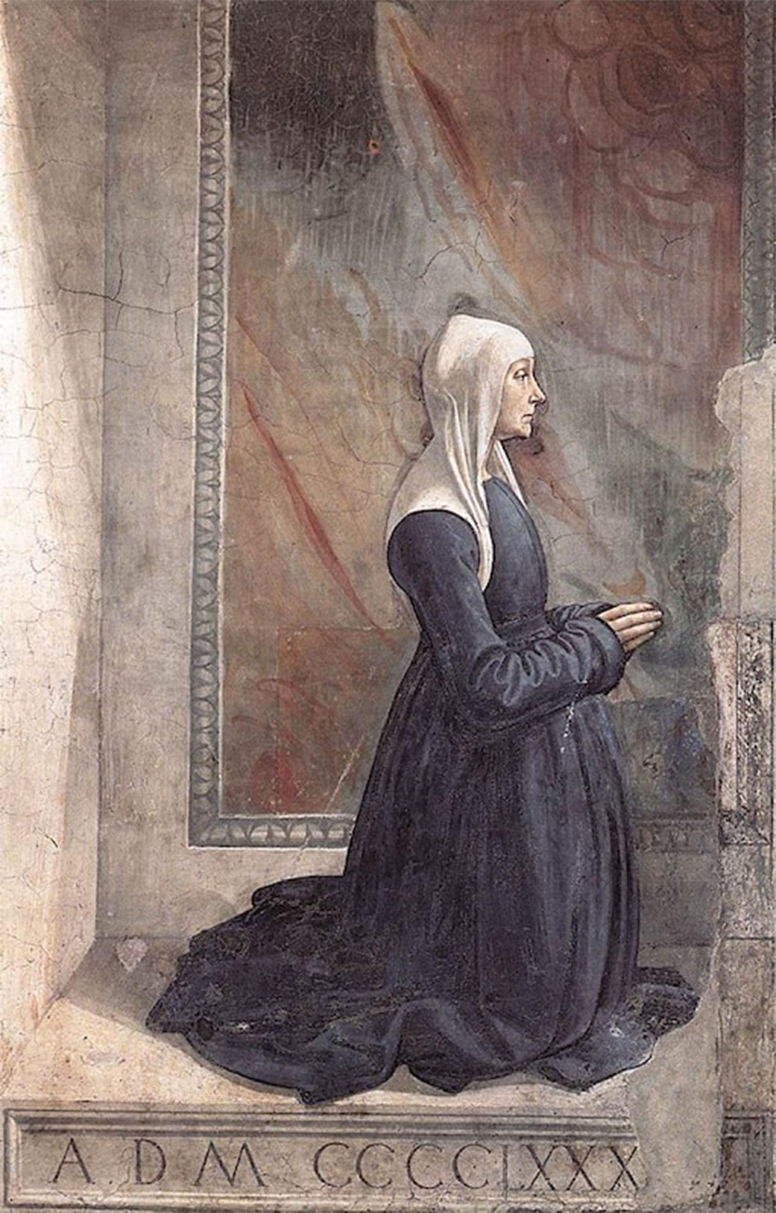 ARTXLXXBN Famous Art Print Poster Vintage Wall Art Portrait of the Donor Nera Corsi Sassetti Domenico Ghirlandaio Canvas Art Poster for Home Decor 60x90cm