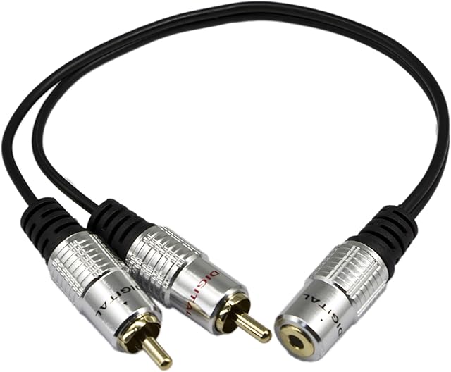 3.5mm to RCA Male Audio Cable Bi-Directional Female to Male Converter AUX Auxiliary Headphone Jack Plug Y Adapter to Left/Right Stereo Splitter Gold Plated Connector Wire (25CM)