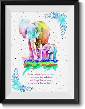 Uhomate Colorful Baby Elephant Elephants Art African Elephant Home Canvas Prints Wall Art Inspirational Quotes Wall Decor Living Room Bedroom Bathroom Artwork C065 5X7