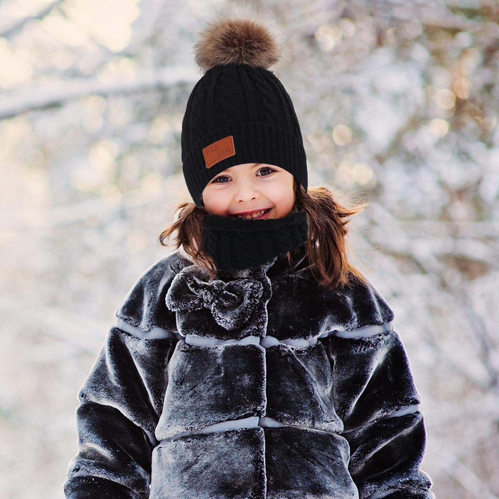 Completo Termico Bambino Set Invernale Bambini QKURT - Cappello, Sciarpa E Guanti 3 In 1 Per 2-5