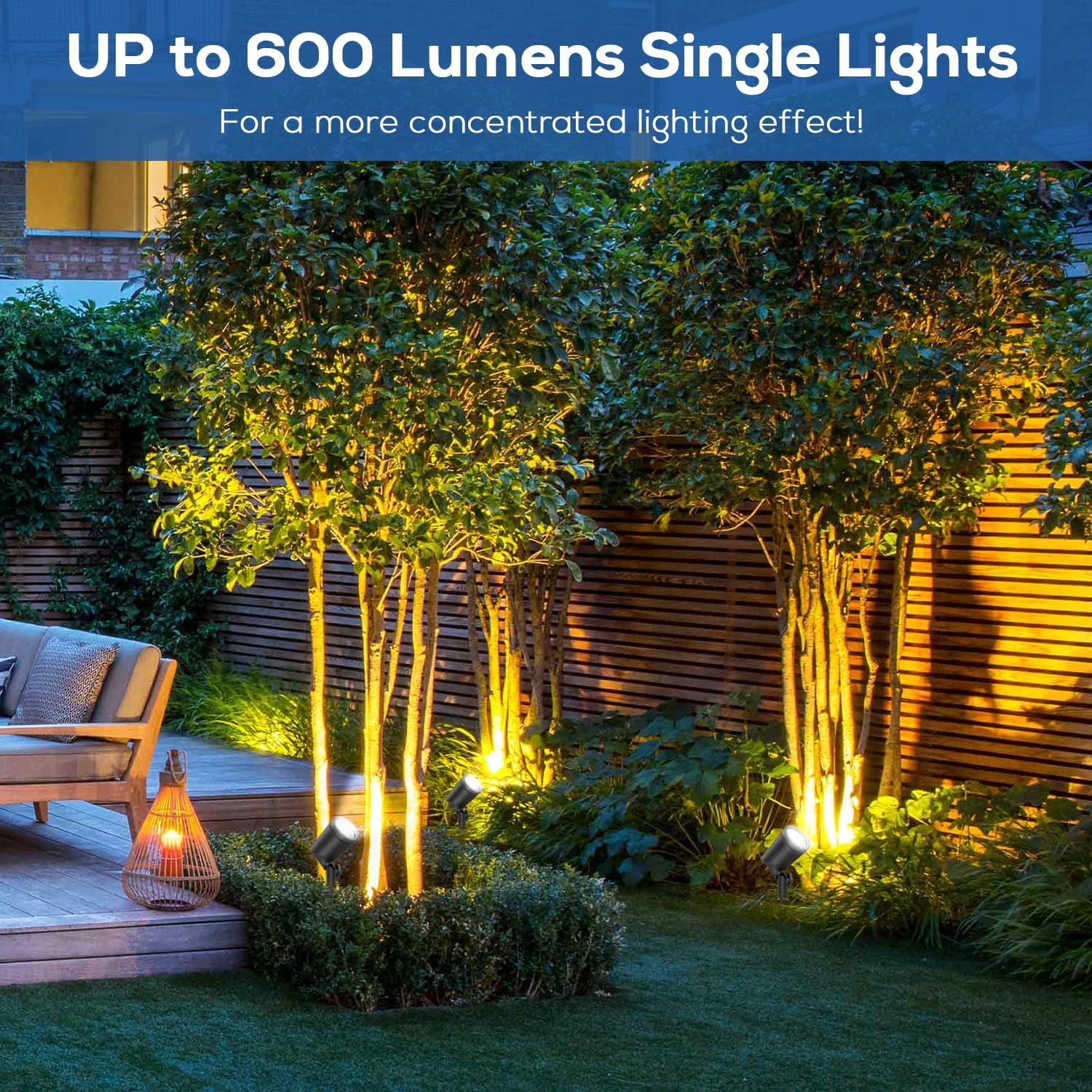 ZYAN Outdoor Landscape Spotlights Waterproof IP65, Powered Supply Yard Garden Spot Lights for Outside Plant Tree, 6W 600 Lumen per Light Landscape Lighting for Path, Patio, Walkway-4 Pack