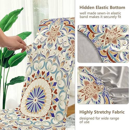Miniatura 10 de xigua Paquete de 4 fundas para sillas de comedor con diseño de copos de nieve, impermeables, elásticas para sillas Parson, extraíbles y lavables,