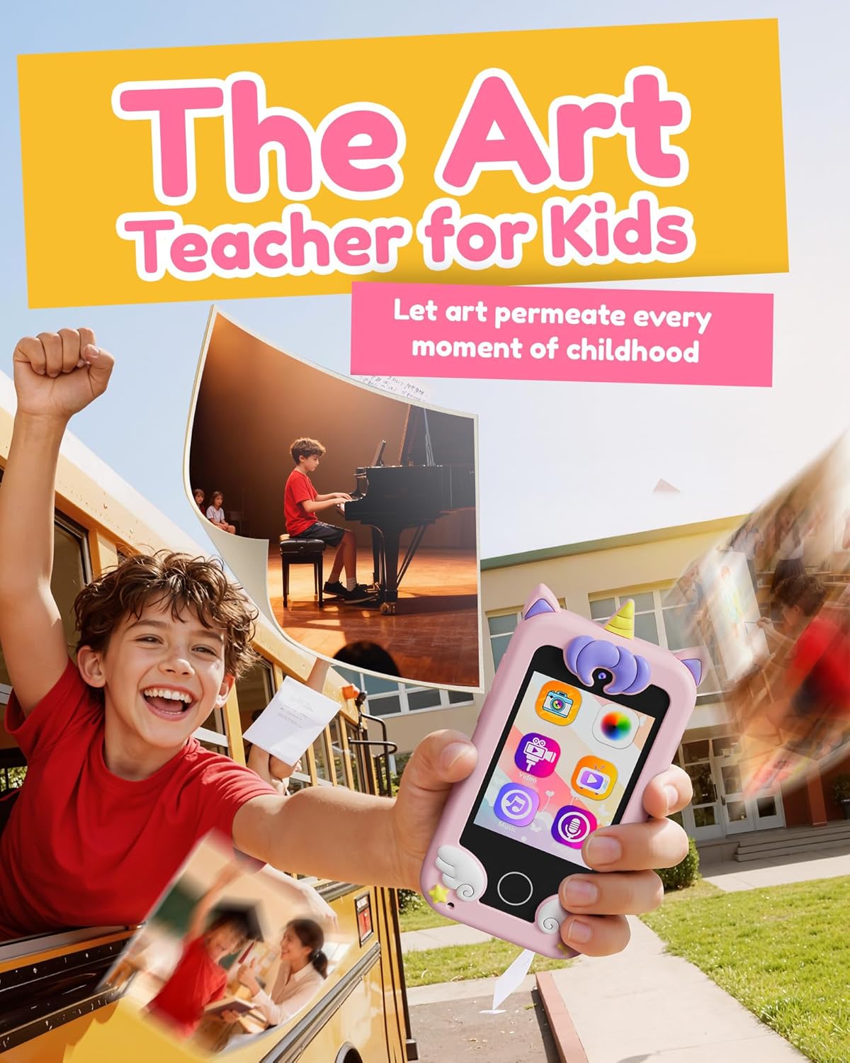 KOKODI Kids Smart Phone, Touchscreen HD Dual Camera Cell Phone for Kids, Christmas Birthday Gifts Dinosaur Child Play Phone for Girls 3-10, Travel Toy Preschool Learning Education Toy - Image 8