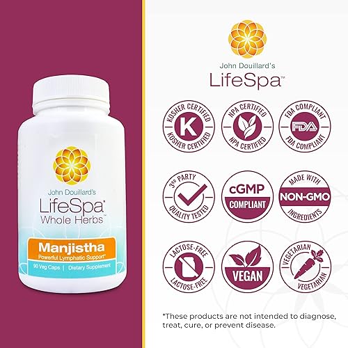 Miniatura 4 de Cápsulas Manjistha de hierbas enteras  Limpieza del hígado  Multivitamínico vegano  para apoyo linfático y desintoxicación hepática  90 cápsulas 400