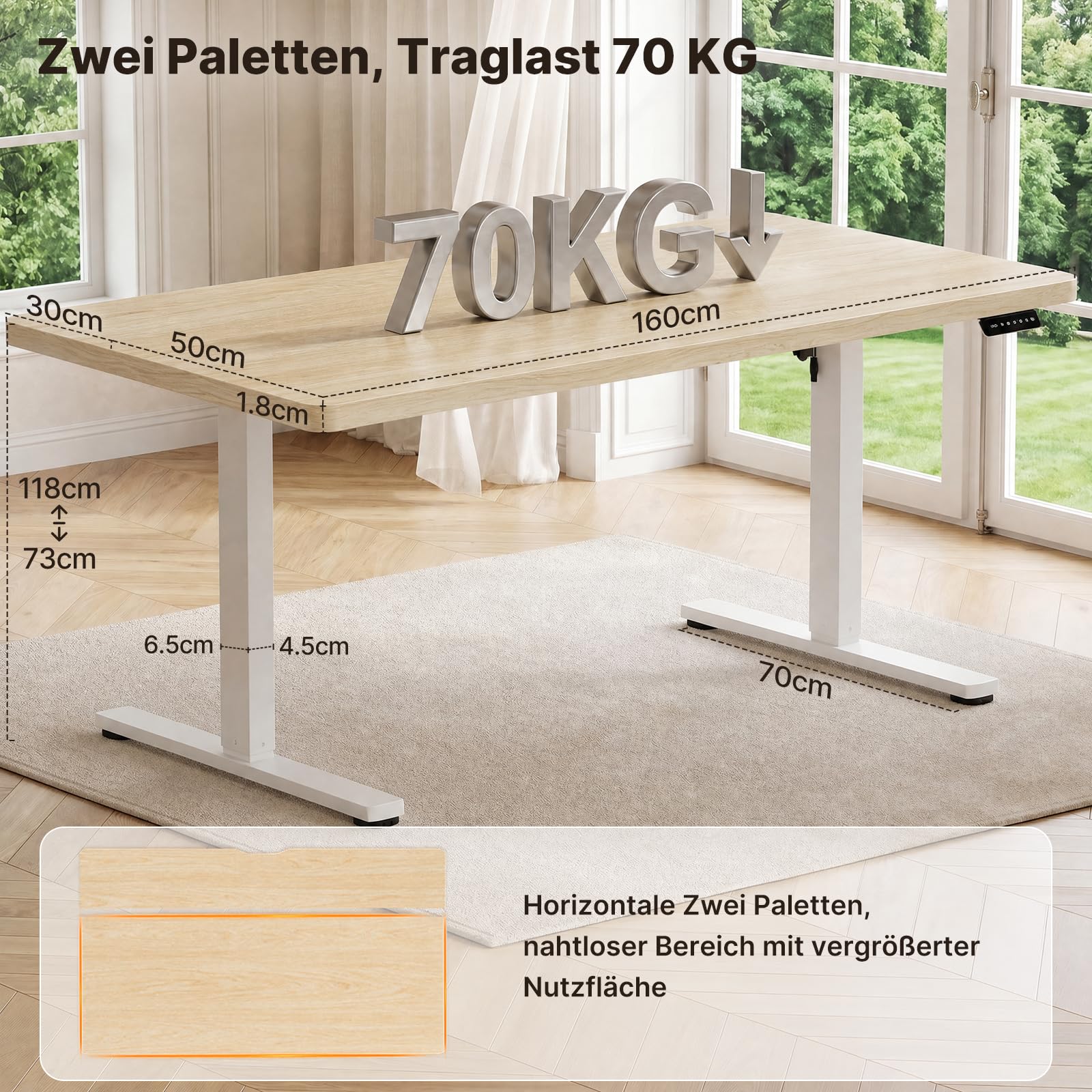 JUMMICO Höhenverstellbarer Schreibtisch 160x80cm mit Kabelwanne | Ergonomischer Bürotisch mit 18 mm Tischplatte mit Automatischer Sitzerinnerung Standing Desk für Homeoffice & Gaming