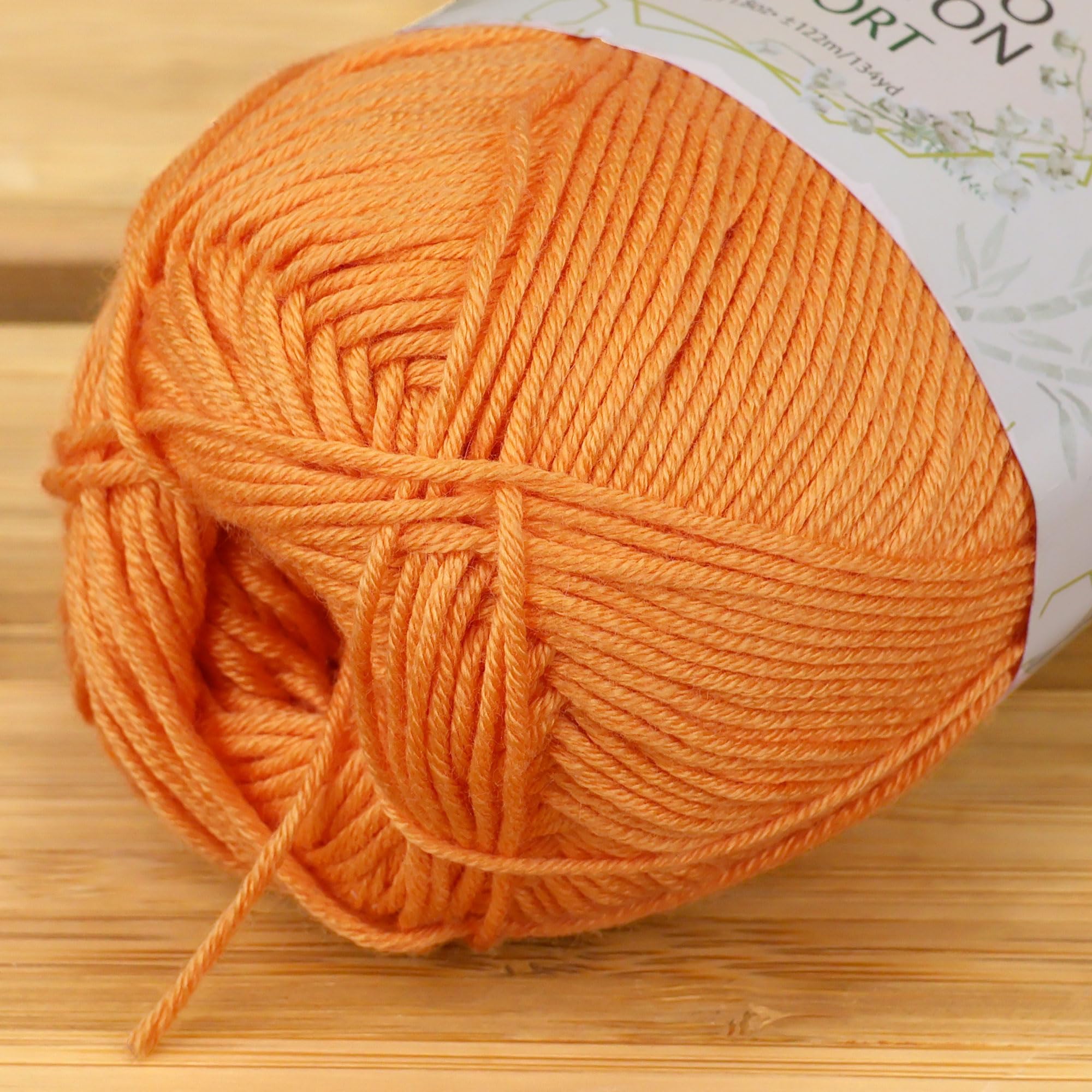 JubileeYarn Bamboo Cotton Sport Yarn - 50g/Skein - Fresh Nectarine - 4 Skeins, 414 Fresh Nectarine - Image 3
