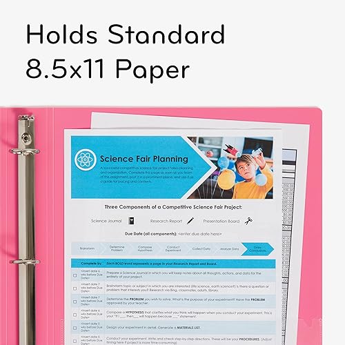 Miniatura 6 de U Brands Poly Performance Artistic Marks Fashion - Carpetas de 1 pulgada, verde, azul y rosa, juntas tóricas de metal plateado, 3 unidades