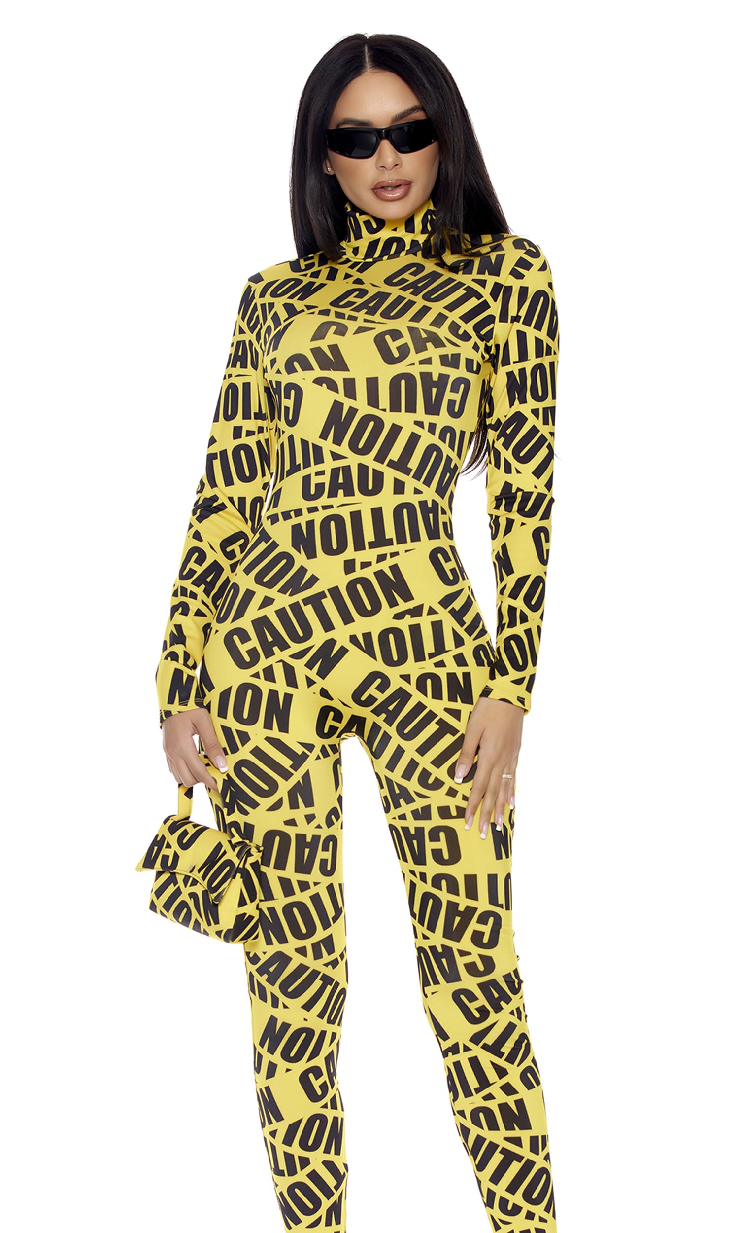Women's Caution Sexy Caution Tape Costume, Yellow