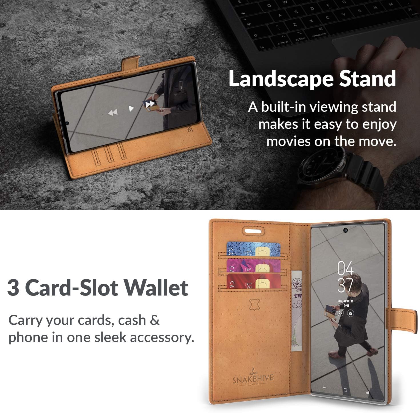 Limited Discount Snakehive Vintage Wallet for Samsung Galaxy Note 10 || Real Leather Wallet Phone Case || Genuine Leather with Viewing Stand & 3 Card Holder || Flip Folio Cover with Card Slot (Plum)