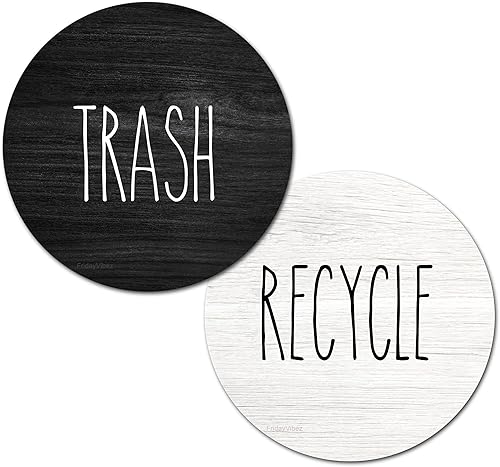 Imanes rústicos de reciclaje y basura para latas de basura de cocina y contenedores de reciclaje, combo de imanes de basura y reciclaje para botes