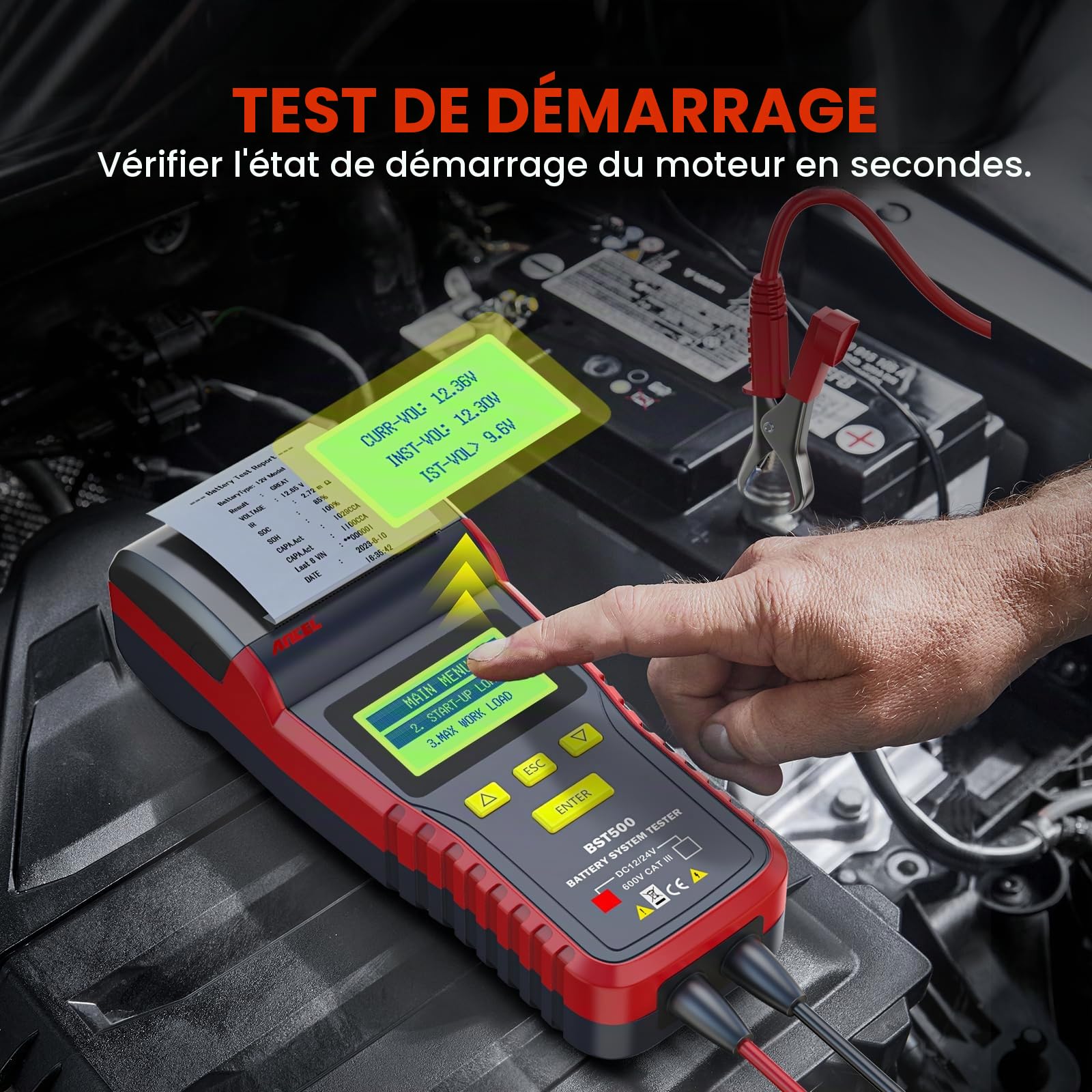 ANCEL BST500 Professional 12 V/24 V Automotive Charge testeur de Batterie d'impression des données Disponibles Digital Analyseur Bad Cell Outil de Test pour Voiture/Camion/Moto et Plus