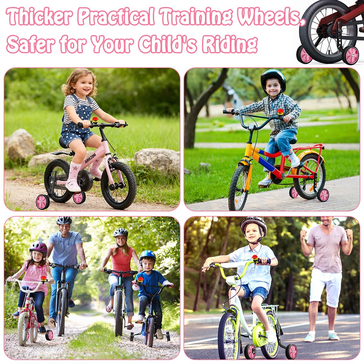 Paia Ruote Ausiliarie per Biciclette per Bambini, Training Wheels 12-20 Pollici