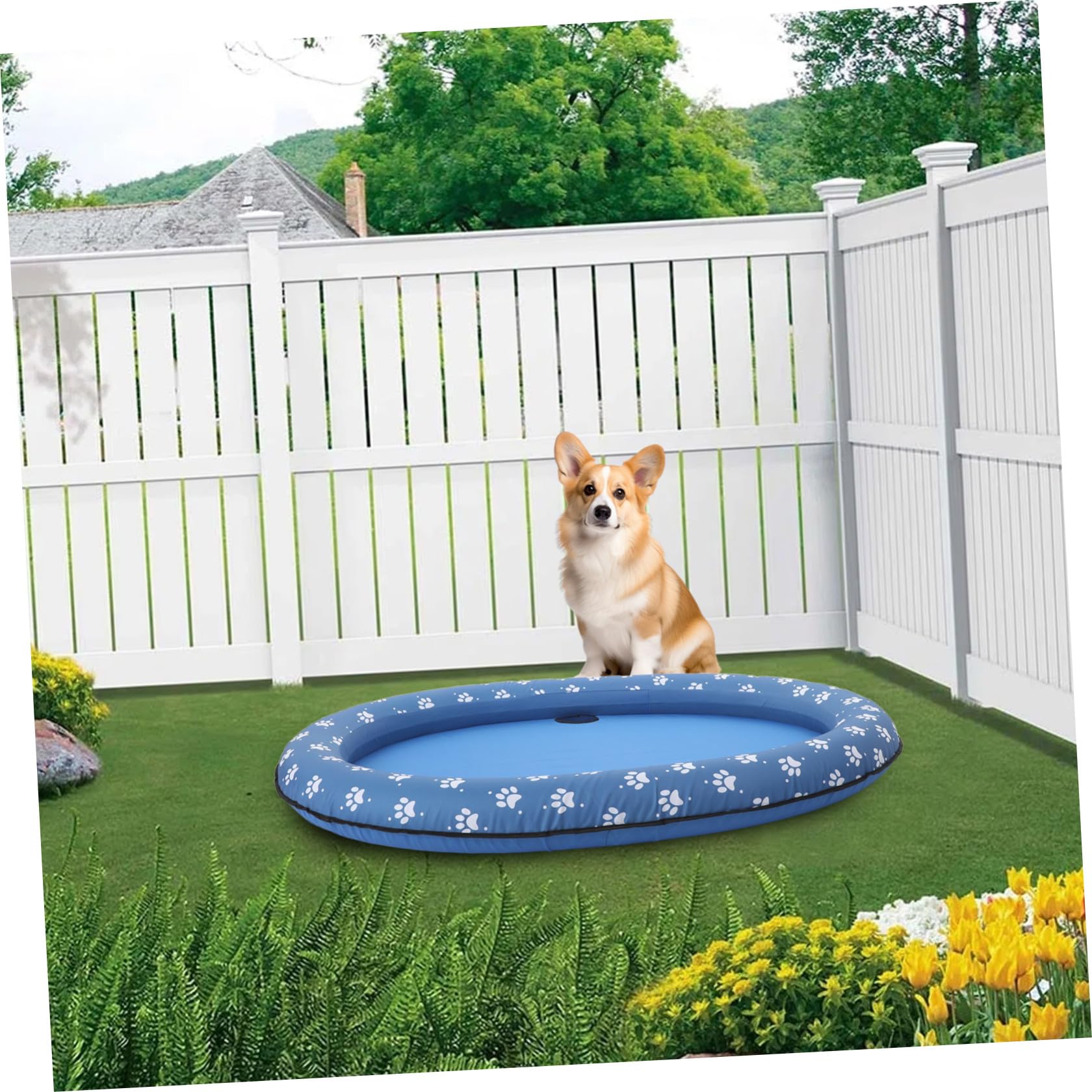 FRCOLOR Piscina Gonfiabile Piscina per Nuoto Pieghevole e Portatile Oxford e Pvc per Animali Domestici per Cani e Esterno