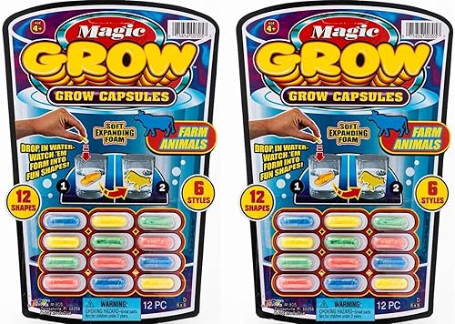 JaRu Magic Grow Capsules, (2 paquetes de 24 cápsulas surtidas). Cápsulas de animales que cultivan agua. Gran juguete para niños. Más 1 calcomanía