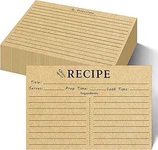 LOTMER 100 Sheets Recipe Cards, 4x6 Inch Vintage Recipe Cards, Suitable ...