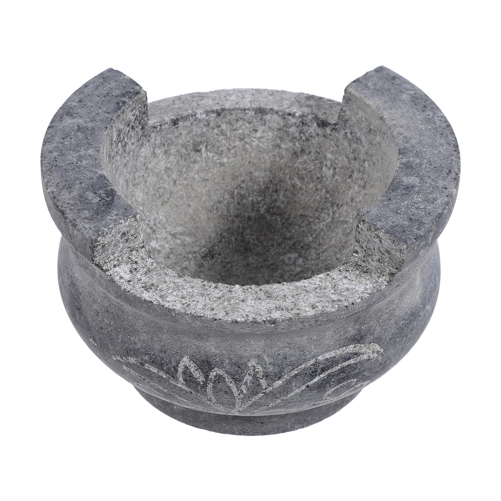 Zerodeko Quemador de Incienso Estable de Piedra Tallada Negra con Base Ancha y Diseño de Doble Asa y Ahorra Espacio para Altares Interiores