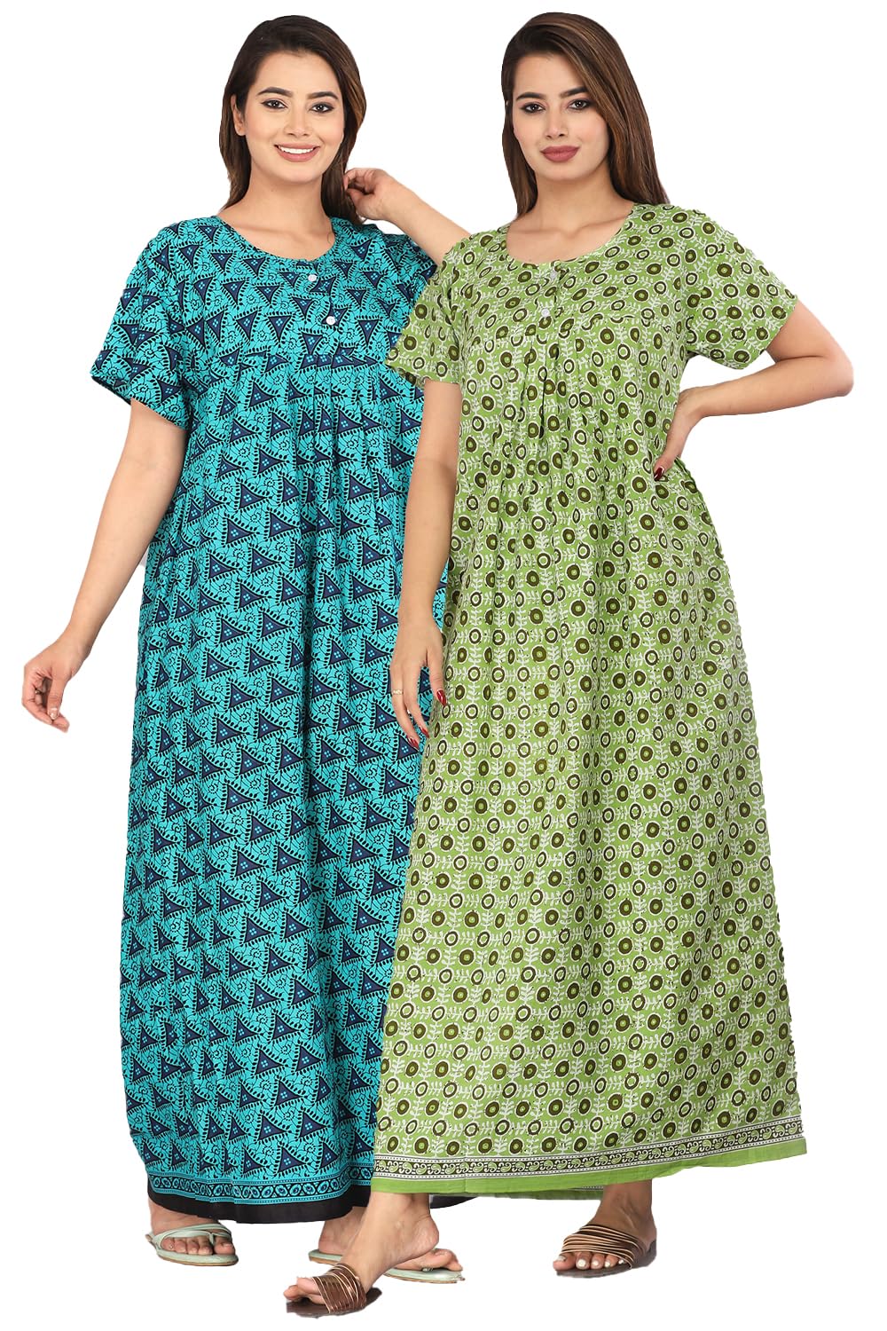 monique Brand Floral Printed Night Gown, Cotton Nighty for Women — Sleepwear Long Nightwear-picture-17