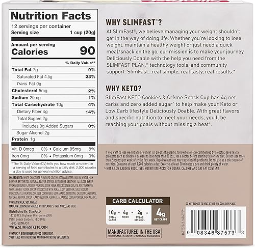 Miniatura 2 de SlimFast Keto - Bocadillos rellenos bombas de grasa de galletas de galletas y crema bocadillos Keto para pérdida de peso bajos en carbohidratos sin