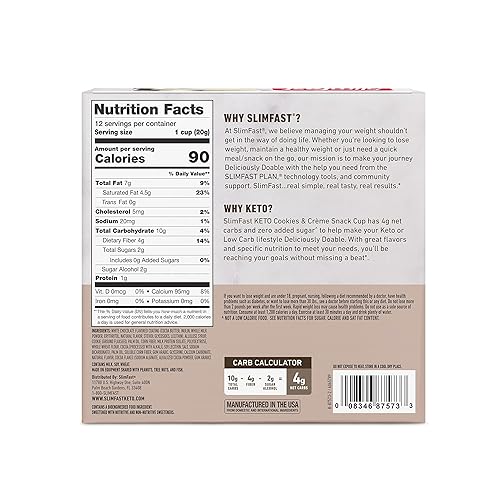 Miniatura 15 de SlimFast - Bocadillos bajos en carbohidratos, para dietas keto, para perder peso, 0 azúcar añadido y 0.1 onzas de fibra, sabor chocolate con menta