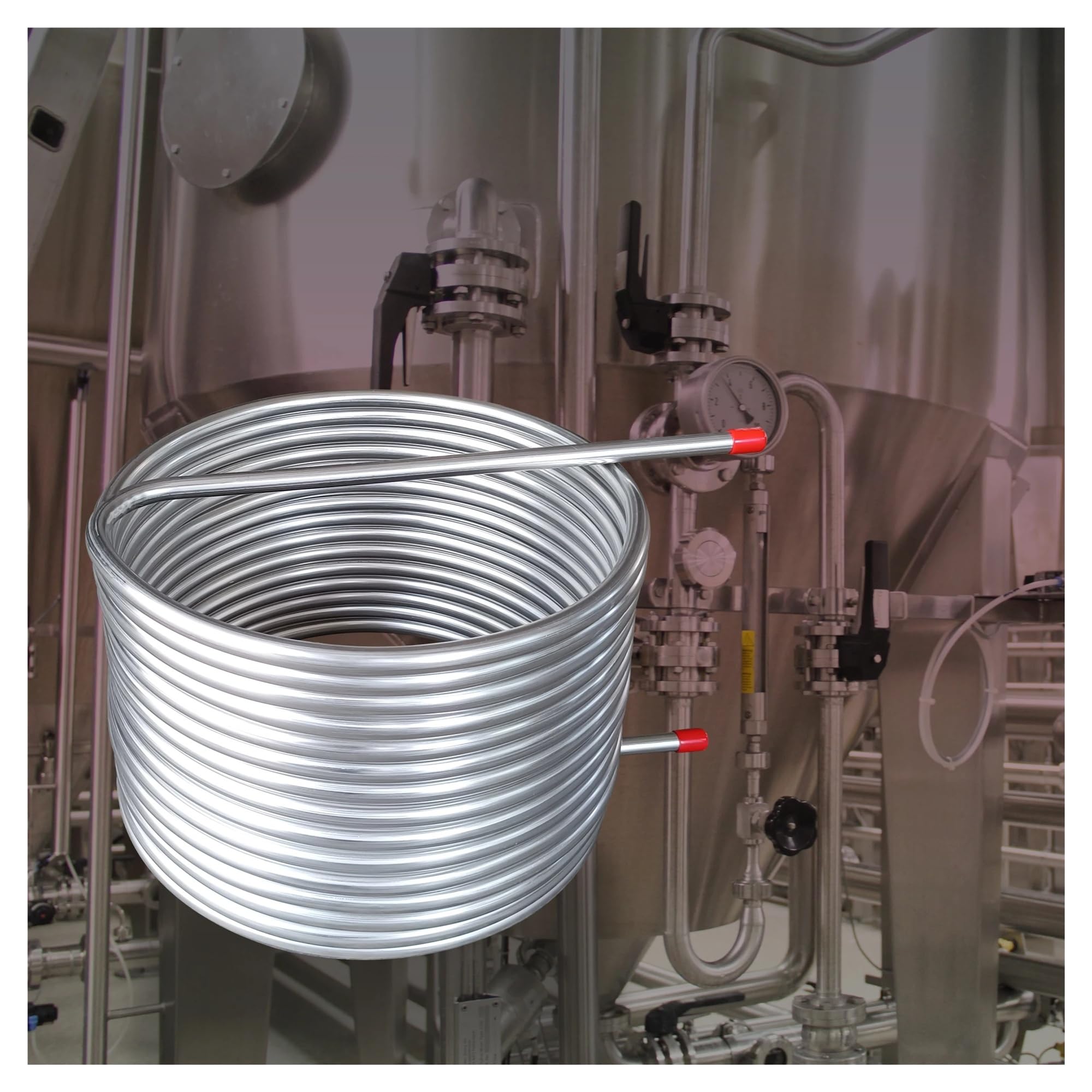 Serpentín de sistema de recirculación de puré con intercambiador de calor de 15,2 m (50 pies) de diámetro exterior, tubería de acero inoxidable 304 de 1/2", 30 cm de diámetro, tanque enfriador de lico