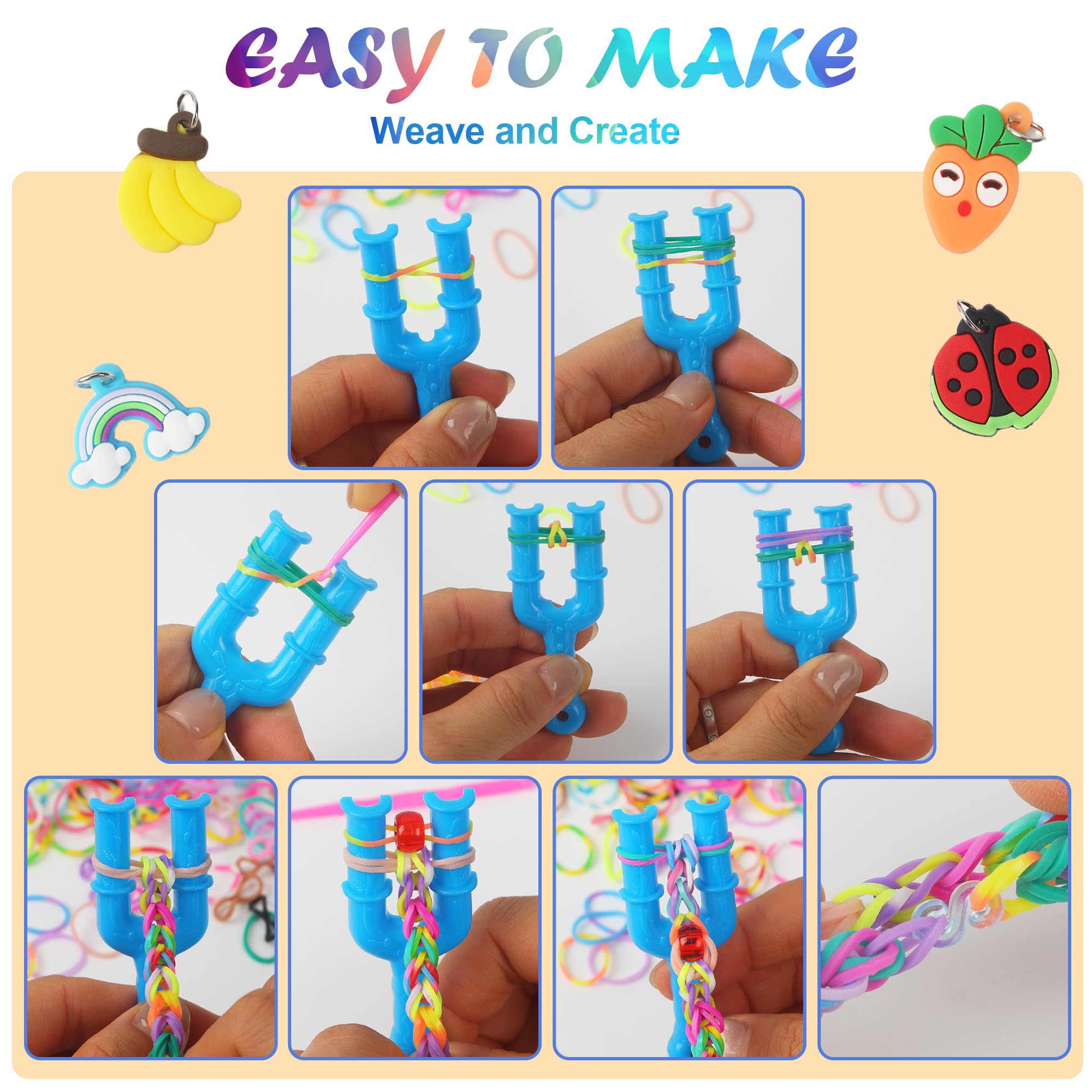 500 Bunte Loom-Gummibänder Nachfüllset - 12 Farben, DIY Webstuhl Zubehör Für Armbänder & Schmuck