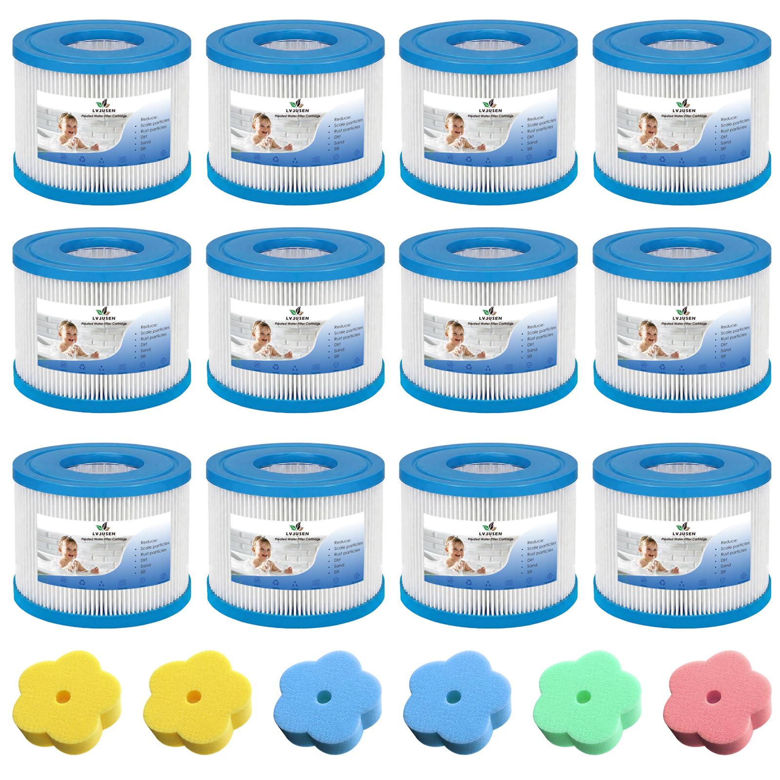 Filtro de repuesto tipo VI para bañera de hidromasaje, para todos los modelos inflables de jacuzzi/Spa/piscina que requieren filtro tipo VI, paquete de 12