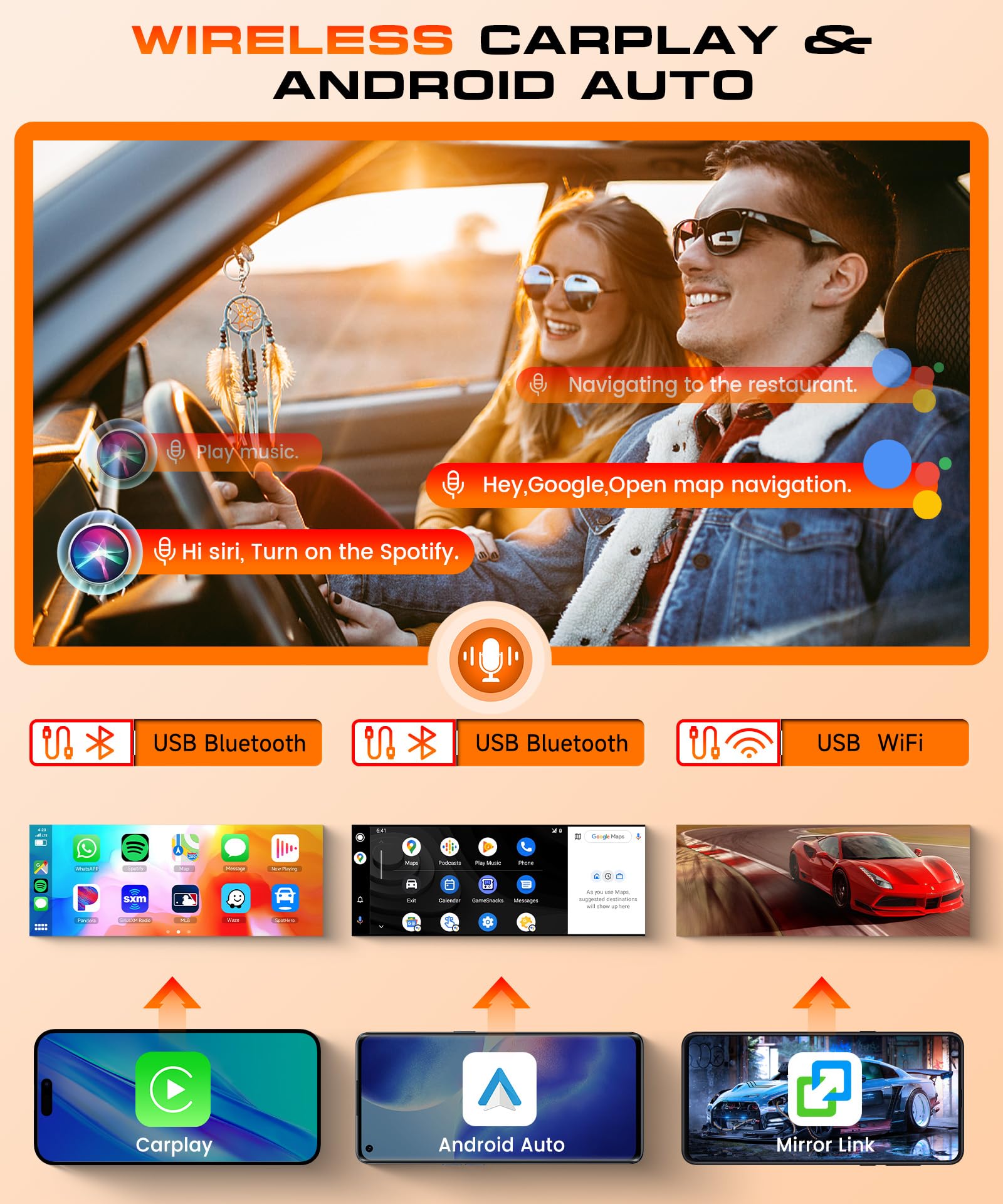 2G&64G 6.9" Autoradio per Jeep Grand Cherokee Wrangler Liberty Chrysler Grand Voyager 300M PT Cruiser RAM 1500 2500 con Carplay Android Auto,Bluetooth RDS/FM Radio,WiFi GPS/Telecamera posteriore AHD