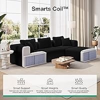Vista 3 de Novilla 141" Modular Sectional Sofa, Modern Cloud Sectional Couch with Smarts Coil® Support, U-Shape Upholstered Boneless Couch for Living Room