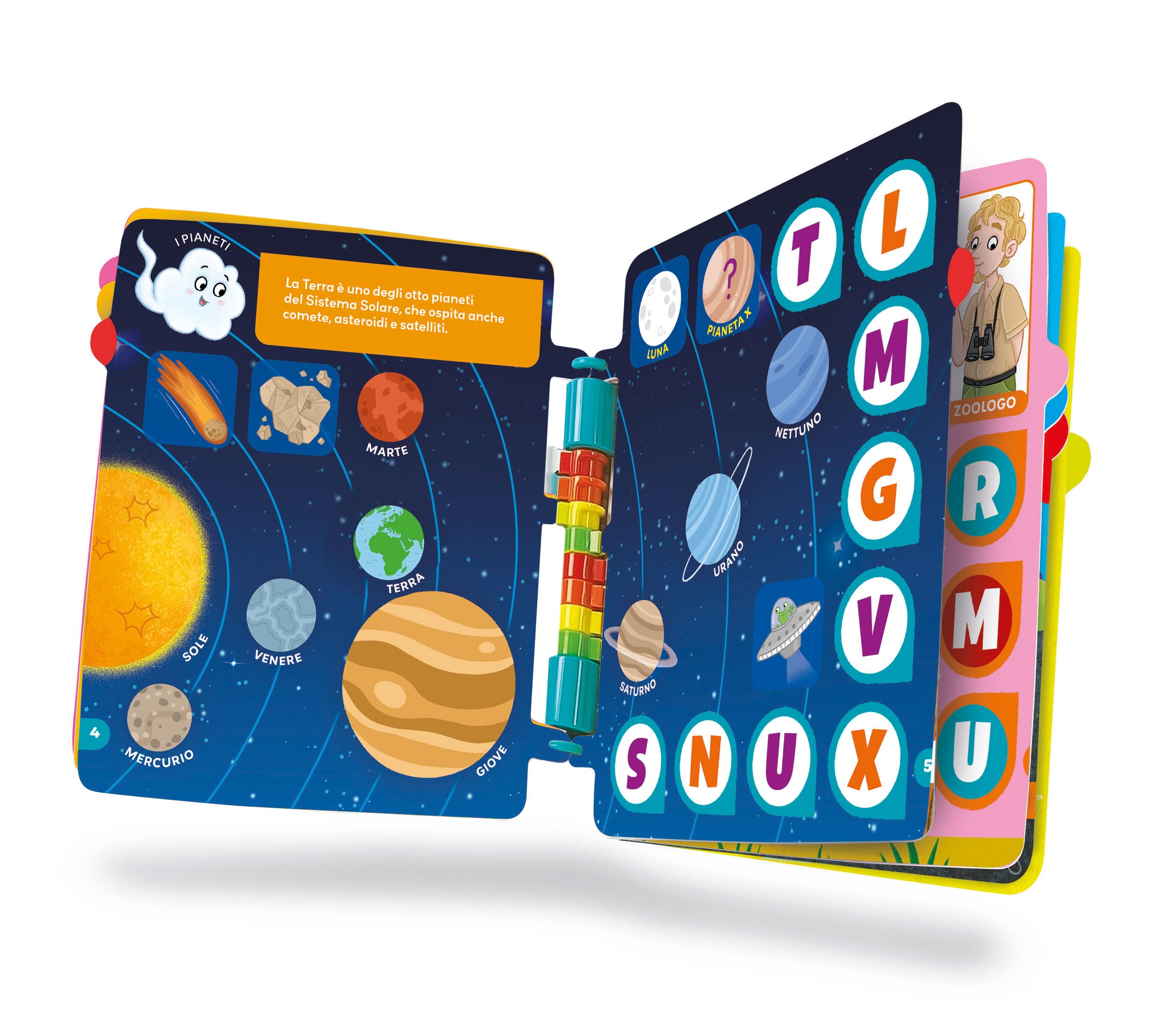 Clementoni Sapientino Girapagina L'Alfabeto del Pianeta Terra Libro Educativo Interattivo per Bambini 4 Anni
