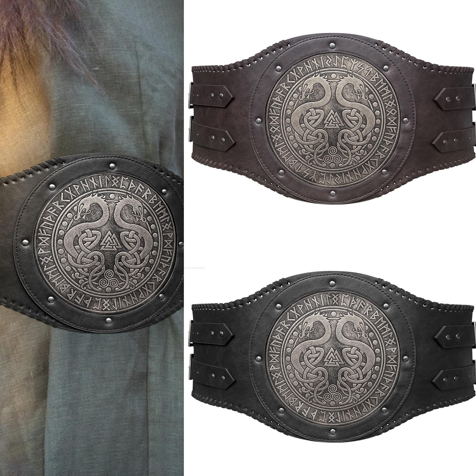 Cinturón de cintura con tachuelas y remaches, cintura medieval, ajustable, corsé para fiesta, disfraz, cinchas anchas