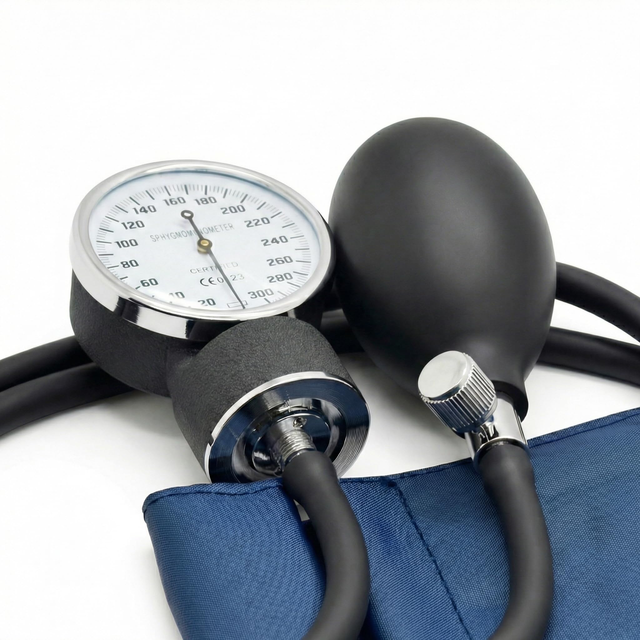 Tensiómetro de Brazo Manuales con Estetoscopio Doble Campana, Esfigmomanómetro Aneroide, Bolsa para Servicios de Socorro, Médico, Consultorio, Azul Negro