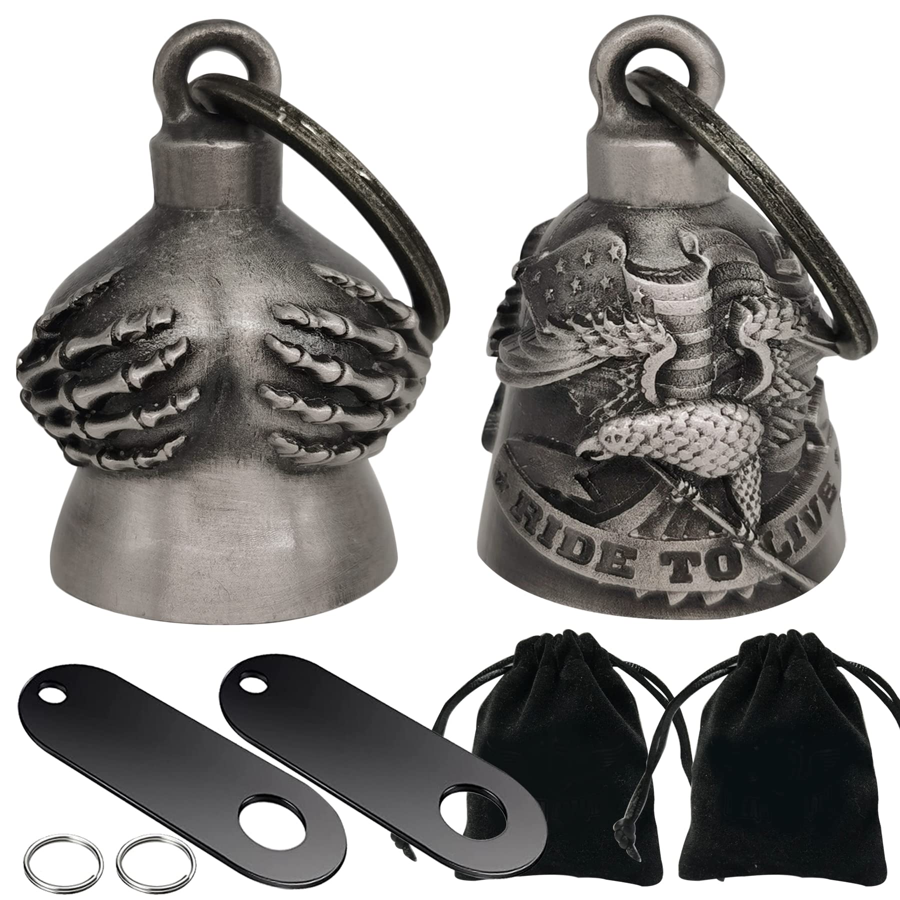 Dream Apparel 2 Pack Motorcycle Bells Guardian Angel for Biker Rider Men Women Ride Riding with Hangers, Drive Away Gremlins