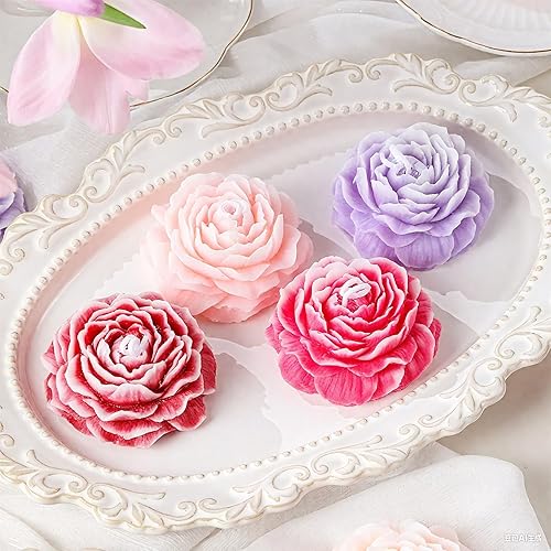 Miniatura 4 de Moldes de silicona para 7 cavidades, moldes para velas de flores de rosas, molde de fondant de peonía para gelatina, chocolate, mousse, decoración