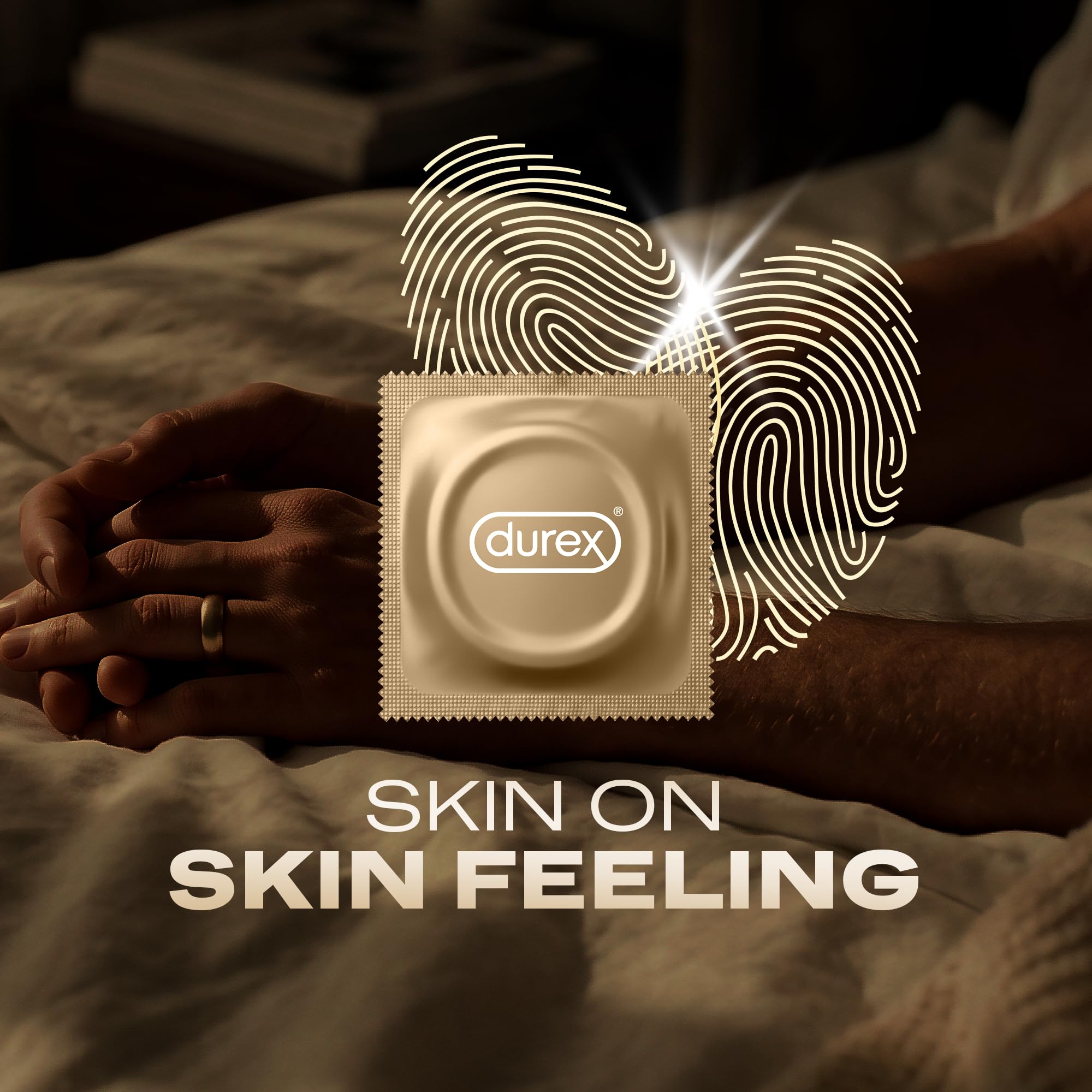Durex Real Feel Condoms 3 Pack, Non-Latex Skin-on-Skin Feel Condoms for Natural Sensation, Ideal for Latex Sensitivity, Transmits Body Warmth, Compact Pack of 3 for Couples