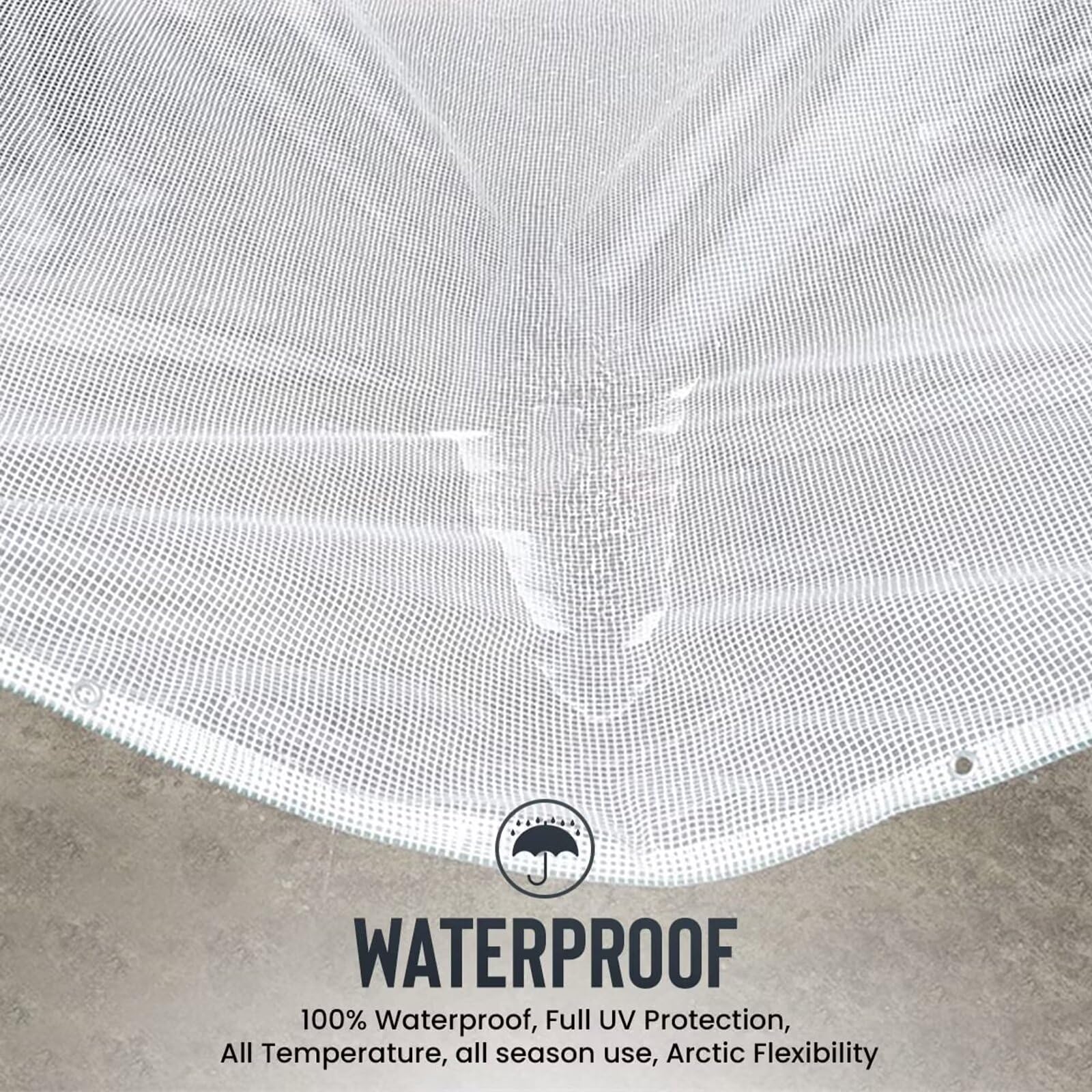 Transparente, wasserdichte Abdeckplane, 3,6 x 9,5 m, robuste Abdeckung für Möbel und Wohnwagen, Mehrzweck-Outdoor-Schutzfolie für Camping, Lagerung und Wetterbeständigkeit