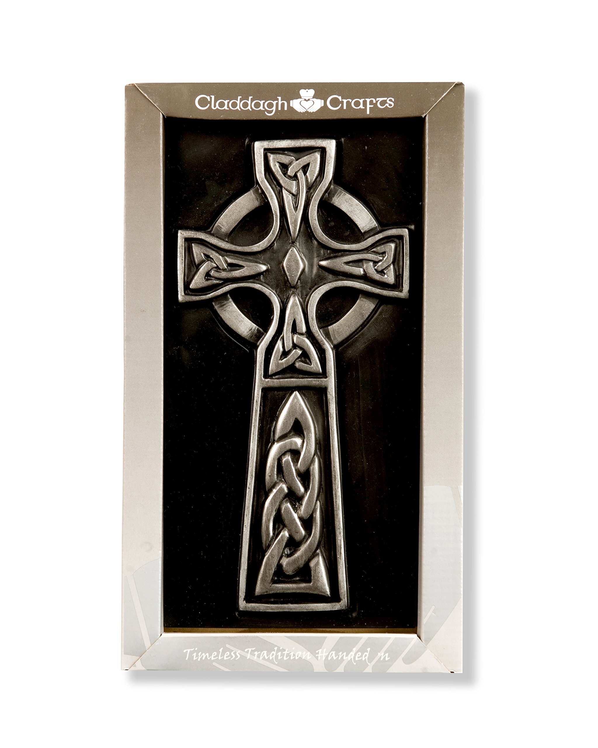 Silver Claddagh Celtic Cross Plaque
