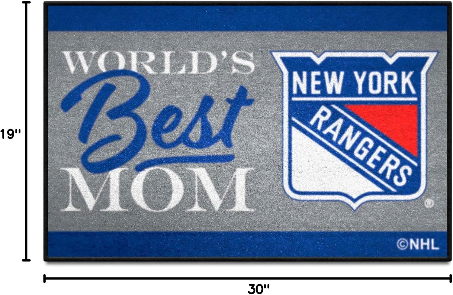 FANMATS 34156 NHL - New York Rangers Starter Mat - World's Best Mom | Blue | 19"x30" | Shield Primary Logo